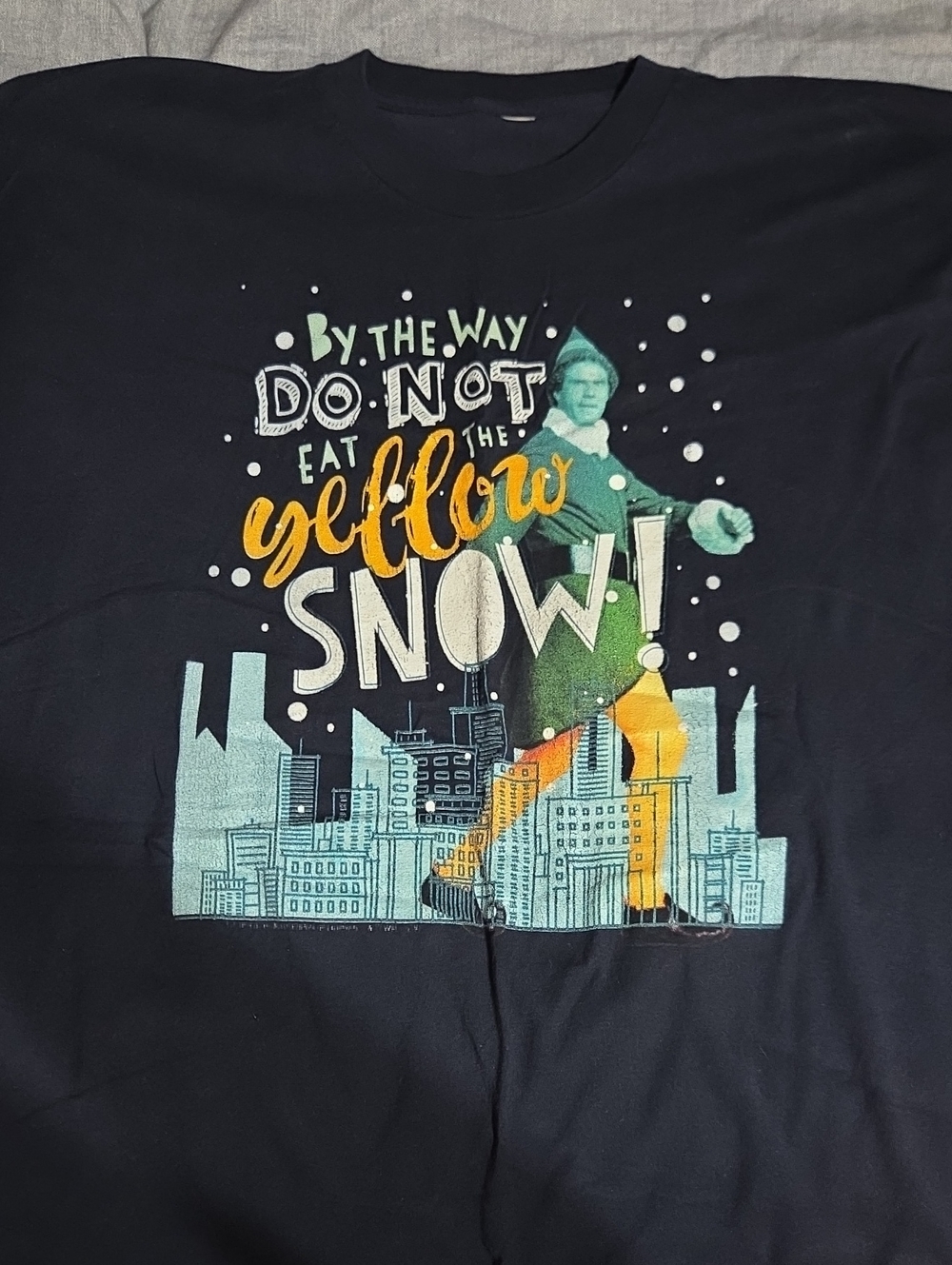 Graphic Holiday Crewneck T-Shirt - Black - Novelty Print